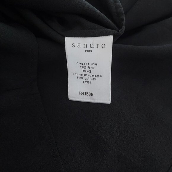 Sandro Paris Sleeveless V-Neck Mini Black Cocktail Dress - Picture 4 of 14